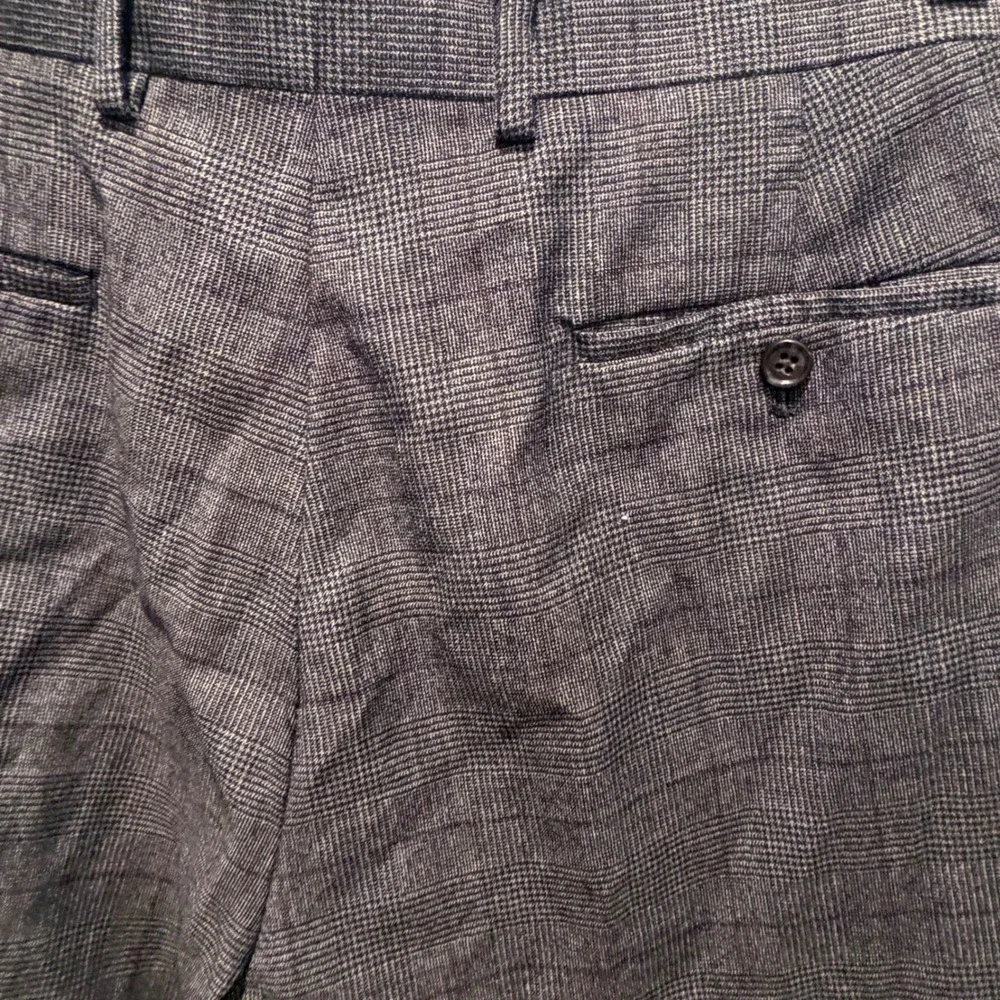 Mens Trousers Glen Plaid Cuffed Gray Black 26.5 Inseam